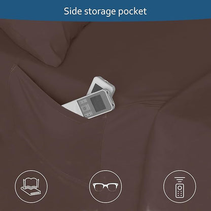 Queen Sheet Set for Air Mattress - Sheets Queen Size Bed Set - 3Pcs Side Storage Pocket Fitted Sheet & Pillowcases Easily Fits 16in to 24in Pillow Top Air Bed Mattress - Brown