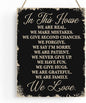 In This House Wooden Hanging Sign, House Rules Signs, Farmhouse Living Room Home Decor Wall Art, Inspirational Family Quote, Scripture Wooden Hanging Sign for Farmhouse Home Wall Art Decoration
