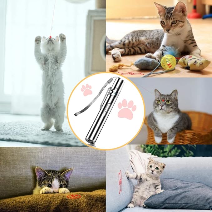Laser Pointer Cat Toys USB Rechargeable Interactive Cat Laser Pointer with 5 Exciting Laser Patterns Torch UV and Infrared Modes Safe Pet Playtime Multi-Use Toy for Cats and Pet Owners-Mewly Pet