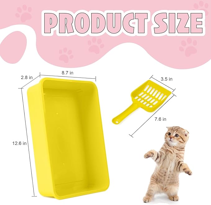 5pcs Kitten Litter Box,Open Small Cat Litter Box with 5 Scooper,Portable Small Litter Pan Low Entry Shallow Plastic Travel Toilet Litter Tray Cat Waste Tray for Small Pet Rabbit Guinea Pig Newborn Cat-Mewly Pet