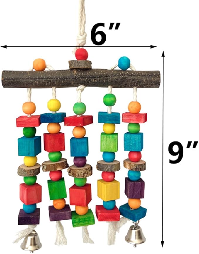 Bird Chewing Toys for Parakeet- Parrot Cage Bites, Wooden Block Cockatiel Toy for Small and Medium Parrots and Birds-Mewly Pet