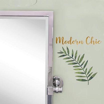 Polished Silver Metal Framed Pivot Rectangle Bathroom Mirror Tilting Beveled Vanity Mirrors for Wall, Overall 23.9 x 24 inches (Mirrror 20 x 24 inches)