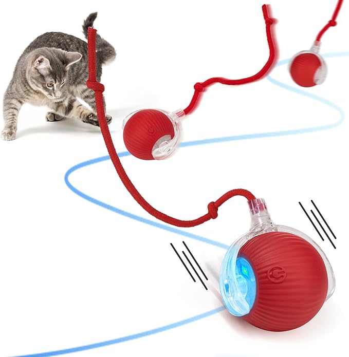 Interactive Cat Toy Dog Toy, Electric Automatic Rolling Moving Toys, Self Activated Play Smart Rolling Ball for Cats & Dogs, Chase Teaser Pet Ball for Bored Indoor Cats/Kittens/Dogs, Rechargeable-Mewly Pet