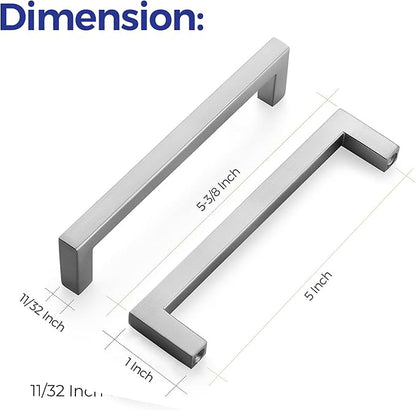 Ravinte 30 Pack Solid 5 Inch Center to Center Slim Square Bar Drawer Handles Cabinet Hardware - Brushed Nickel Kitchen Pulls