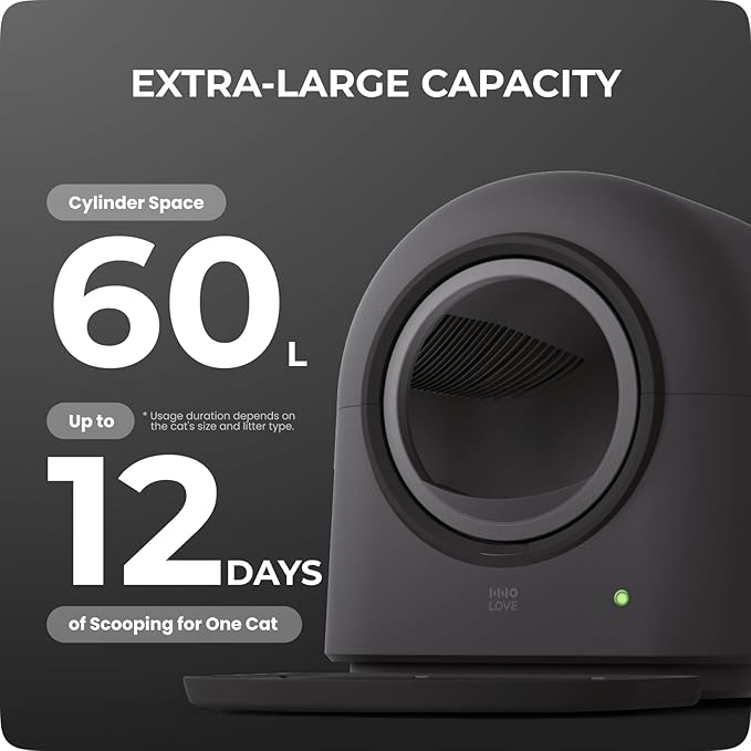 TYPro Self Cleaning Cat Litter Box Automatic Hands-Free Smart Robot self Cleaning Cat Litter Box for Multiple Cats with APP Control Safe with Litter Mat Waste Bags and Deodorizer Dark Grey-Mewly Pet