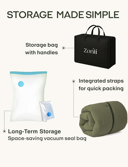 ZonLi Japanese Floor Futon Mattress Full Size 80"x 54", 100% Cotton Cover 2.5'' Thicken Tatami Mattress, Foldable Sleeping Pad, Portable Dormitory Tatami Mat