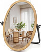 Vanity Makeup Table Mirror - Desk Mirrors 360 Adjustable Rotation,Wood Framed Small Standing Mirror for Bedroom,Tabletop,Office,Antique,Dresser,Countertop 11.8'' x 7.8''