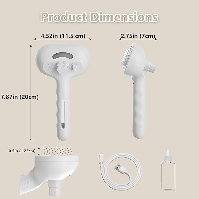 ‌3-in-1 Pet Steam Brush with Self-Cleaning & Cool Mist‌ – Portable Grooming Tool for Cats & Dogs, Long-Lasting Shedding Control & Detangling, Refillable Water Tank & Fast Charging-Mewly Pet