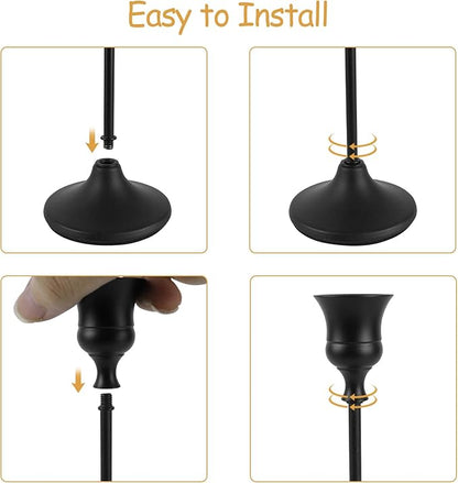 Black Candlestick Holders Set of 6, Metal Taper Candle Holders, Classic Decorative Candle Stick for Christmas, Wedding, Party, Dinner Tables,Home Décor