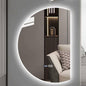 47" Half Moon LED Bathroom Mirror,Frameless Backlit Wall Mirror, Anti-Fog Smart Vanity Mirror,3 Colors Lights Dimmable Brightness and Time,Touch Switch(Left Semicircle,47 * 33in)