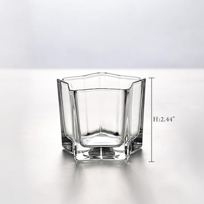 Letine 8pcs Clear Star Tea Light Candle Holders - Glass Votive Holders for Diwali, Wedding Centerpiece, Fall & Holiday Decor - Lucky Star Jar Starlight Vessels (2.44" H, 1.45" Base)