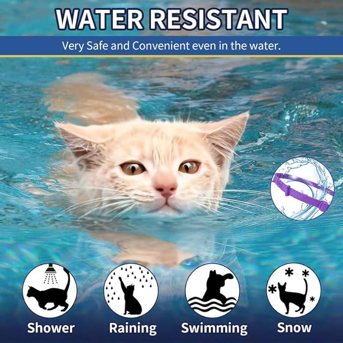 4 Pack Flea Collar for Cats, 32 Months Flea and Tick Prevention for Cats, Waterproof Cat Flea Collar, Natural Cat Flea and Tick Treatment, Adjustable Flea and Tick Collar for Cats Kittens(Grey&Purple)-Mewly Pet