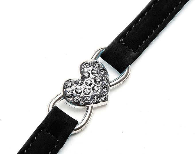 CHUKCHI Heart Bling Cat Collar with Safety Belt and Bell 8-11 Inches (Black)-Mewly Pet
