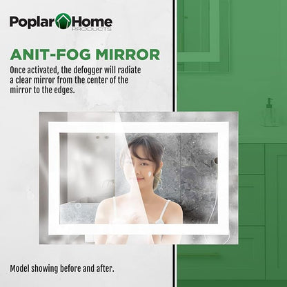 LED Vanity Bathroom Mirror 30 x 20 in. Wall Mounted, Dimmable, Lighted, Anti-Fog Mirror – Modern, Frameless Design