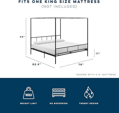 Novogratz Marion Canopy Bed, King, Black