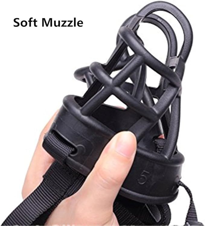 Basket Dog Muzzles-Soft Adjustable Breathable Mask Anti Biting Chewing Barking Training Dog Muzzle for Small Medium Large Dogs (Black, 6: Snout 15-17")-Mewly Pet