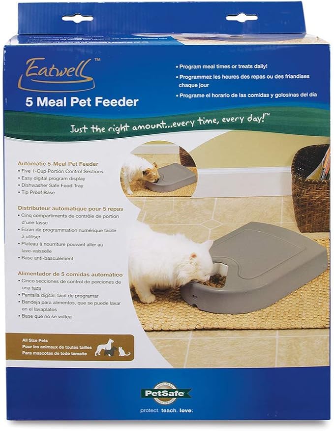 PetSafe Automatic Dog Feeder, 5 Meals, 40 oz Capacity, Plastic, for Dry Food, Multiple Pets (Pack of 2)-Mewly Pet