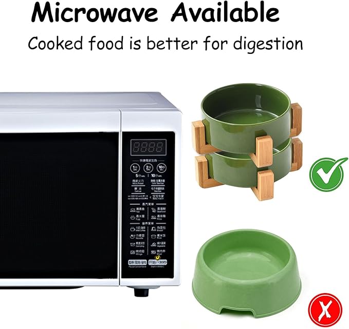 Petygooing Ceramic Cat Dog Bowl Set with Stand,Small Dog Bowls, Pet Food and Water Dish, Anti Slip Set of 2 Cat Bowls- Cute Modern Pet Food Bowl Small Size Dog (13.5OZ/5.1 in) Rust Green-Mewly Pet