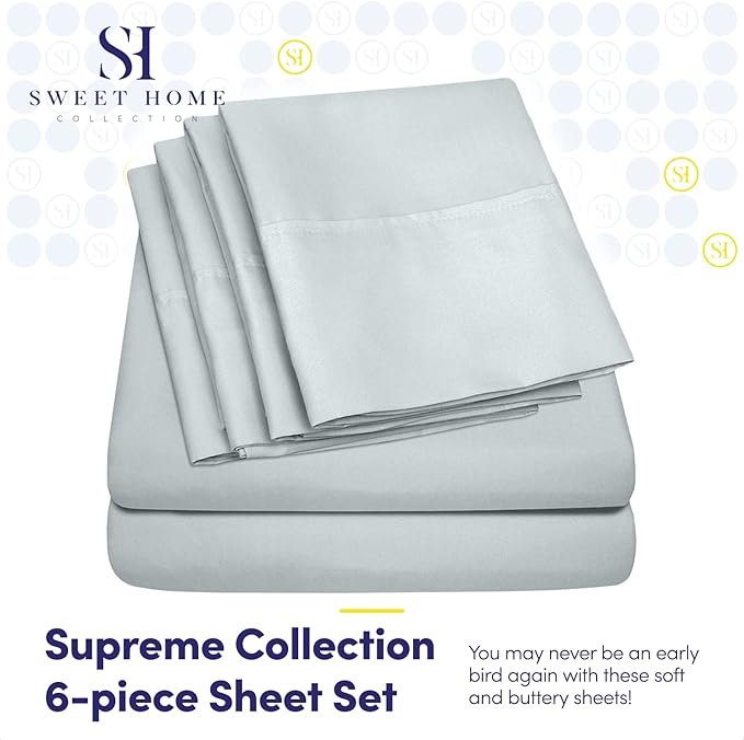 King Size Bed Sheets - 6 Piece 1500 Supreme Collection Fine Brushed Microfiber Deep Pocket King Sheet Set Bedding - 2 Extra Pillow Cases, Great Value, King, Porclain Blue