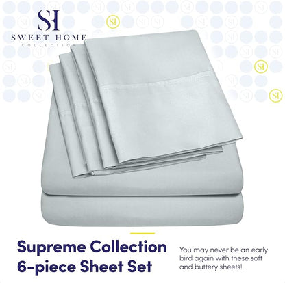 King Size Bed Sheets - 6 Piece 1500 Supreme Collection Fine Brushed Microfiber Deep Pocket King Sheet Set Bedding - 2 Extra Pillow Cases, Great Value, King, Porclain Blue