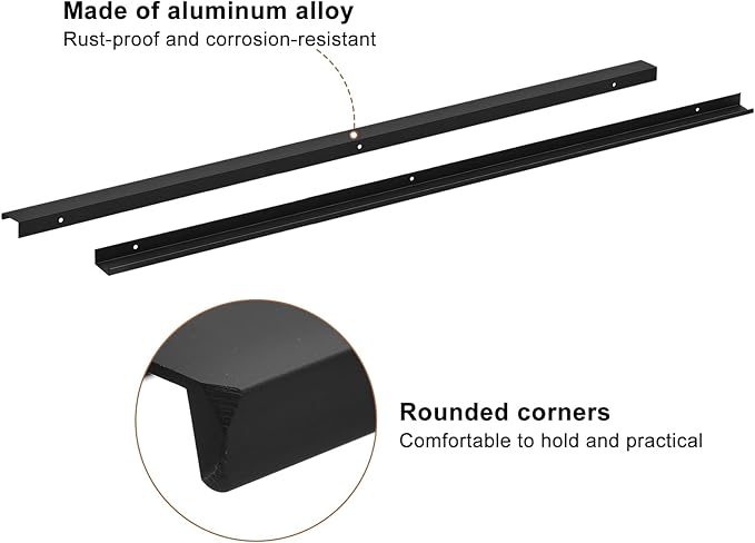 uxcell Cabinet Finger Edge Pull, 1pcs 800mm / 31.5" Aluminum Alloy Back Mount Hidden Cabinet Pulls Concealed Handle for Home Kitchen Drawer Cabinet, Black