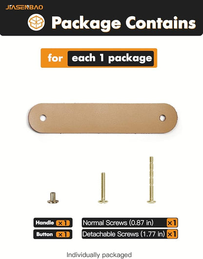 Khaki Leather Drawer Pulls 6 Pack Leather Handles Cabinet knobs for Kitchen Cabinet Drawers Bathroom Dressers…