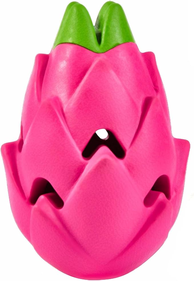 AUSCAT Dog Treat Dispensing Toys, Dispensing Puzzle Dog Toy for Aggressive Chewers, Rubber Dog Treat Dispenser, Interactive Stimulation Dog Food Toys, Pitaya Shape-Mewly Pet