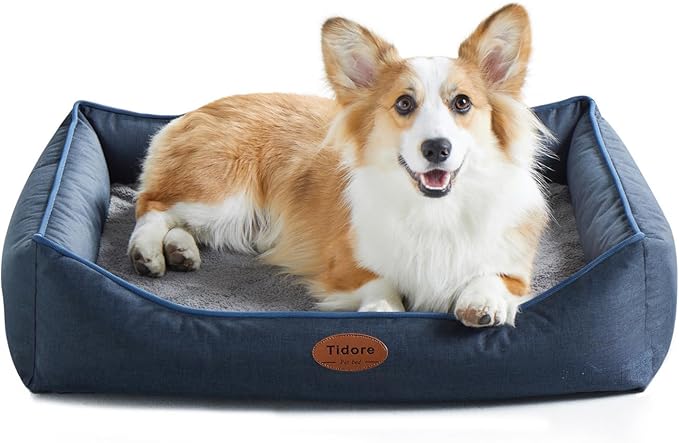 Orthopedic Dog Beds for Medium Dogs, Durable Egg Crate Foam Sofa Dog Bed wit Washable Removable Cover,Waterproof Lining,Pet Bed for Large Dogs (Navy Blue, 31.5" L x 25.2" W x 7" Th)-Mewly Pet