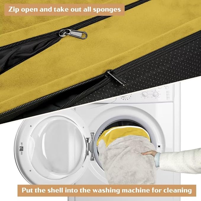 Comfort Expression XXL Dog Bed Orthopedic Foam, Waterproof Dog Beds for Oversized Dogs, Washable Dogs Sofa Bed with Removable Cover & Non-Slip Bottom(XX-Large,Spicy Mustard)-Mewly Pet