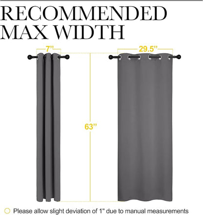 NICETOWN Grey Blackout Curtain Panels for Bedroom, Thermal Insulated Grommet Top Blackout Draperies and Drapes (2 Panels, W34 x L63 inches, Grey)