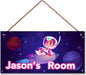 Personalized Universe Sign Astronaut Themed For Kids Room Door Art Décor for Little Man Cave,Custom Name Rocket Wall Decor Decorative Plate for Boys Room Girls Bedroom