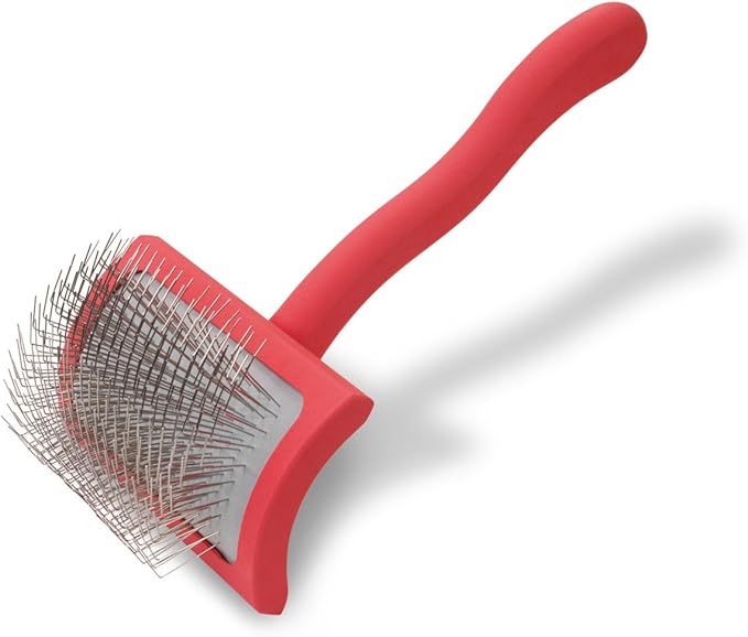 Chris Christensen Big G Dog Slicker Brush, Groom Like a Professional, Fluff Detangle Style, Saves Time Energy, Made in Germany, Coral, Medium-Mewly Pet
