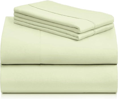 LuxClub 4 PC Sheet Set Bed Sheets Deep Pockets 16" Eco Friendly Wrinkle Free Cooling Machine Washable Hotel Bedding Silky Soft - Sage Green King
