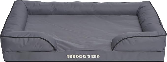The Dog’s Bed, Orthopedic Standard Foam Waterproof Dog Bed with Standard Support, XL Grey with Black Trim, Waterproof, Supportive Dog Bed with Replaceable Covers, Veterinary Approved-Mewly Pet