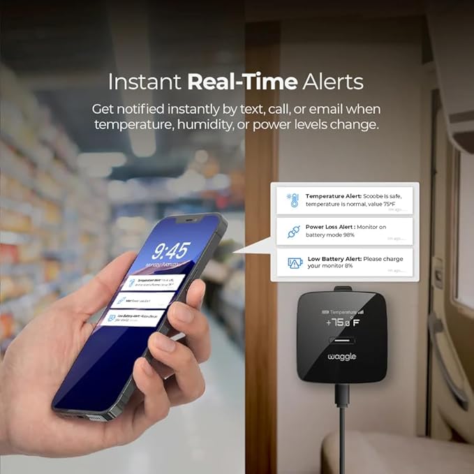 Waggle RV/Dog Temperature Monitor (GPS) & Pet Camera Bundle for RVs - Portable WiFi Cam (128GB) with Motion Alert & Remote Access | Watch Pets While Travelling-Mewly Pet