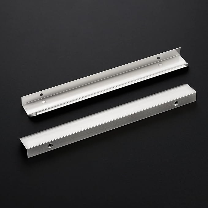 Ravinte Hardware 8 Pack Silver Cabinet Handles, 11.8 Inch (300mm) Finger Edge Pulls, 8.8 Inch Hole Center, Finger Pulls for Cabinets