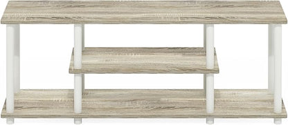 Furinno Turn-N-Tube No Tools 3D 3-Tier Entertainment TV Stand up to 50 inch TV, Round Tubes, Oak