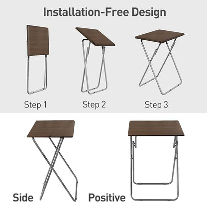 Garden 4 you Folding TV Tray Table on Bed & Sofa,TV Dinner Tray with Sturdy MDF,25In Portable Table with No Assembly Required （Walnut,2PC）