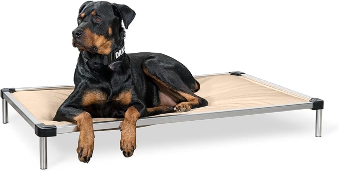 K9 Ballistics Chew Proof Armored Padded Dog Crate Bed, Virtually Indestructible, Legs Included (Sandstone, XX-Large (50" L x 33" W x 8" H))-Mewly Pet