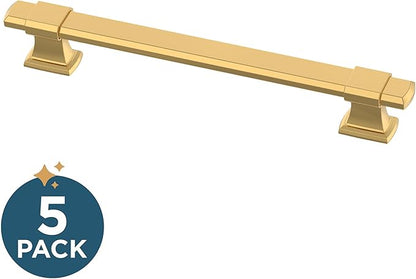 Franklin Brass Adjusta-Pull Chamfered Edge 5 Count Adjustable Drawer Pulls/Cabinet Handles 1-3/8" to 6-5/16" Hole Center Modern Gold Hardware Kitchen Door, Dressers P49107-117-B (Pack of 10)