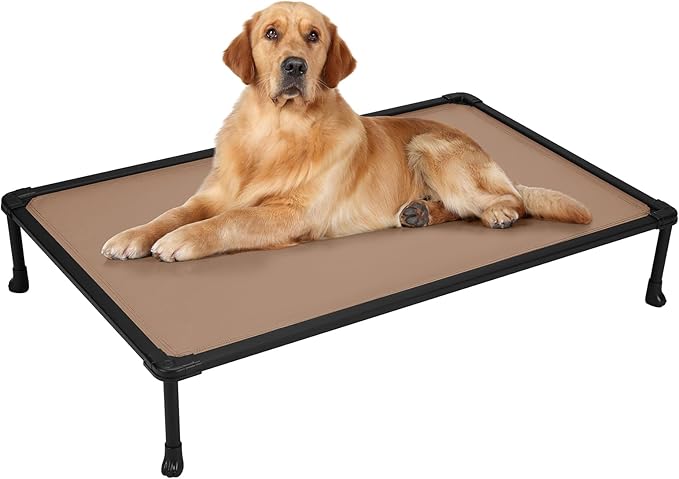 Veehoo Chew-Proof Elevated Dog Bed, Durable Training Platform for Large Dogs, Indoor/Outdoor Raised Pet Cot, Brown, 41x27inches, Model CWC2420CP-Mewly Pet