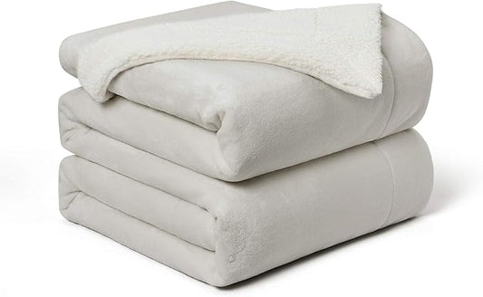 Walensee Sherpa Fleece Blanket (Throw Size 50”x60” Silver Grey) Plush Throw Fuzzy Super Soft Reversible Microfiber Flannel Blankets for Couch, Bed, Sofa Ultra Luxurious Warm and Cozy for All Seasons