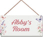 Personalized Name's Room Door Sign Butterfly and Flowers Nursery Kid's Children's Girls Bedroom Decor Wood Door Plaque Sign