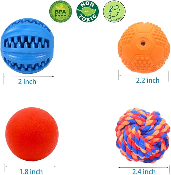 Puppy Balls - Pack with Different Functions & Teething Toys for Small Dogs, Squeaky Dog Balls, Rubber Chew Toys for Enrichment-Mewly Pet