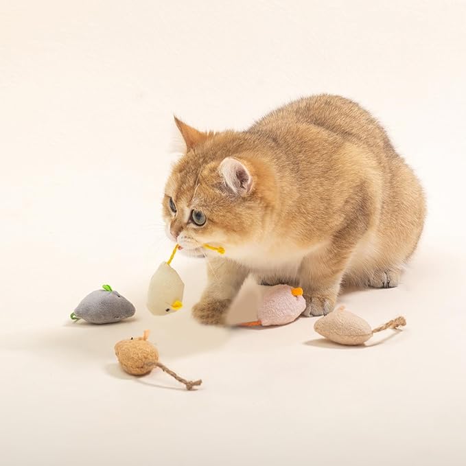 Shudyear cat Toys 5pcs Mouse Toys, Interactive Catnip Animal Toys for Indoor Kittens to Eliminate Boredom for Bored Indoor Cats (10pc)-Mewly Pet