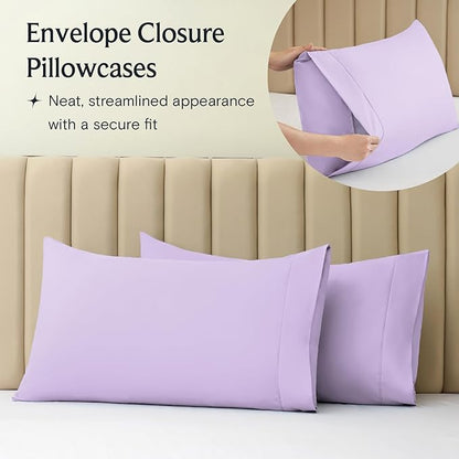 LuxClub 3 PC Sheet Sheets Deep Pockets Wrinkle Free-Kids-Fitted Sheets Machine Washable Hotel Bedding Silky Soft - Lavender Twin
