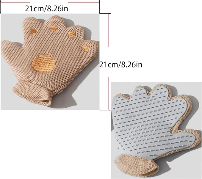 Zoocozy 2 in 1 Pet Hair Removal Glove for Cat Dog, Indoor Cat Grooming Gloves, Pet Washing Brush for Shedding Massage - Double-Sided Available(Brown)-Mewly Pet
