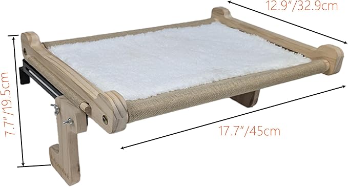 aborishthink Adjustable Cat Window Perch | Sturdy Cat Hammock Window Seat Durable Wood & Metal Frame | Breathable Cover | Ideal for Large & Heavy Cats | Easy Installation for Windowsill-Mewly Pet