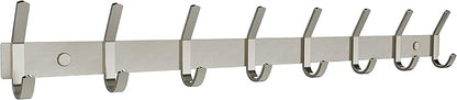 Coat Rack Wall Mount – Brushed Nickel 24 Inch Stainless Steel Hook Rail with 8 Heavy Duty Double Coat Hooks – Wall Mounted Coat Hanger for Entryway, Bathroom, Bedroom, Towel, Hat Organizer
