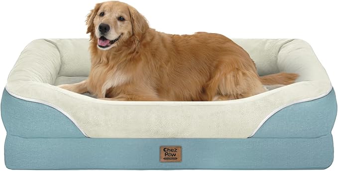 Washable Orthopedic Large Dog Bed - Removable Orthopedic Foam Dog Beds with Bolsters Waterproof Large Dogs Bed and Non-Slip Bottom Extra Large Dogs Beds Sofa-Mewly Pet
